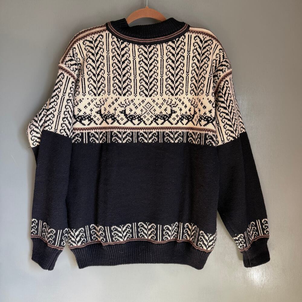 Vintage CHRISTIANIA Large Norwegian Sweater Quarter Zip Blue Wool Scandinavian - Picture 10 of 12